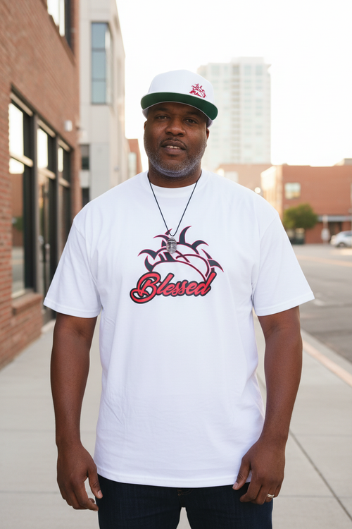 Blessed White T-Shirt with White Hat