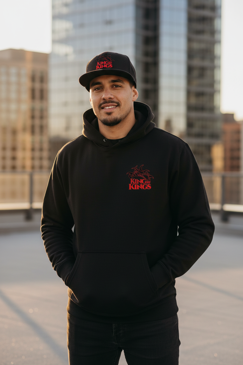 King of Kings Black Hoodie with Black Hat
