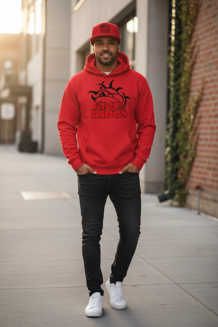King of Kings Red Hoodie with Red Hat