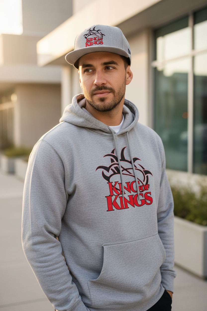 King of Kings Ash Grey Hoodie with Ash Grey Hat