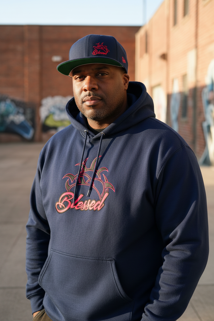 Blessed Navy Hoodie with Navy Hat