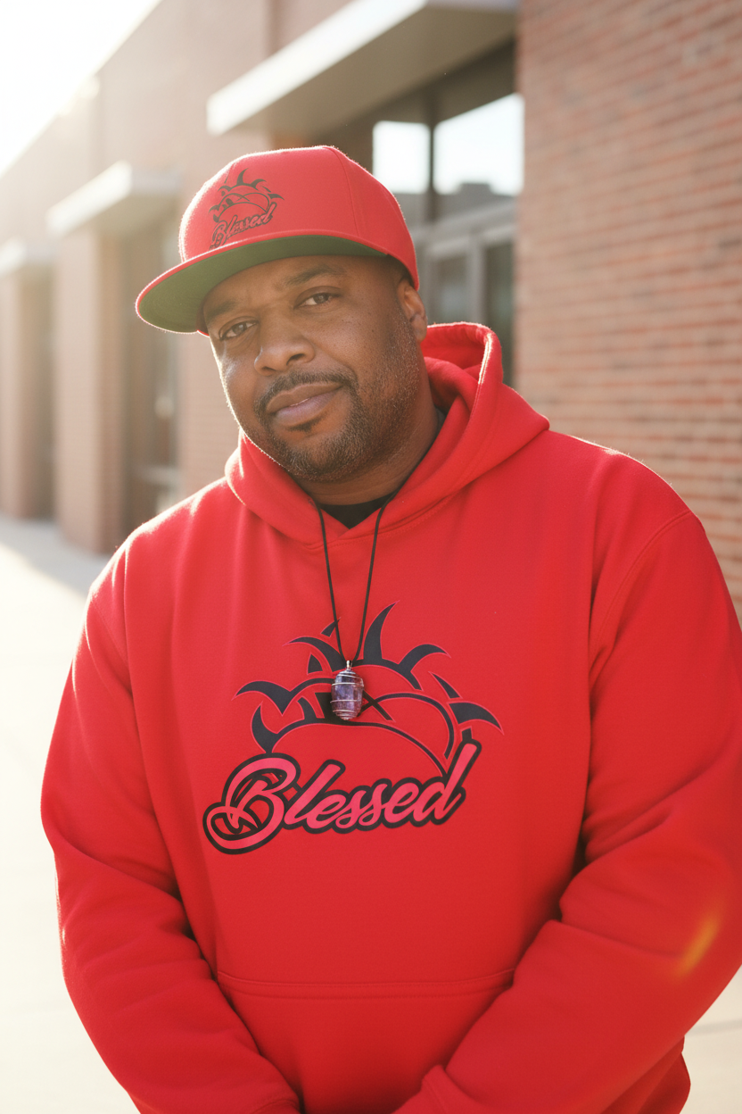Blessed Red Hoodie with Red Hat