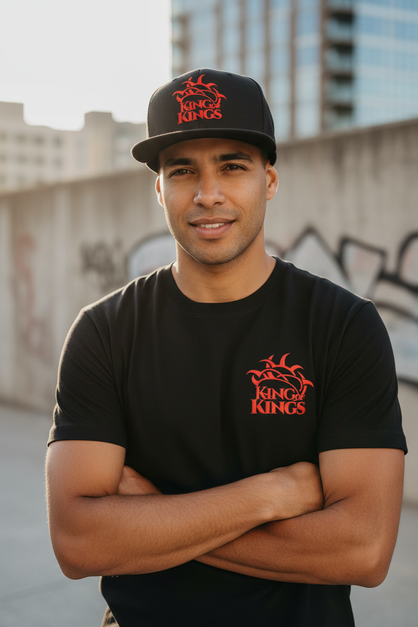 King of Kings Black T-Shirt with Black Hat