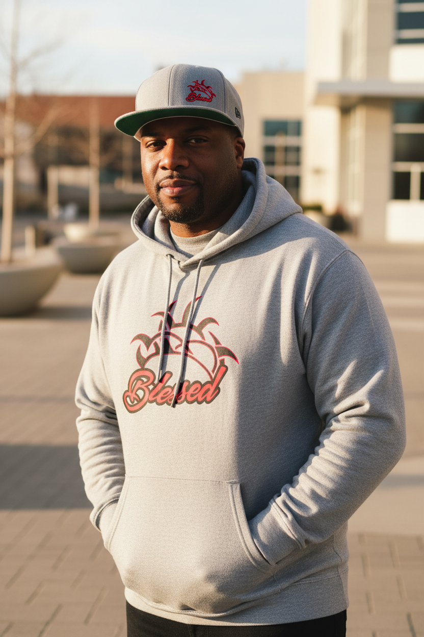 Blessed Ash Grey Hoodie with Ash Grey Hat
